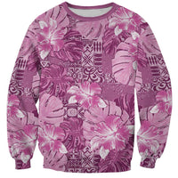 Hawaii Sweatshirt Magenta Polynesian Monstera Patterns - Polynesian Pride