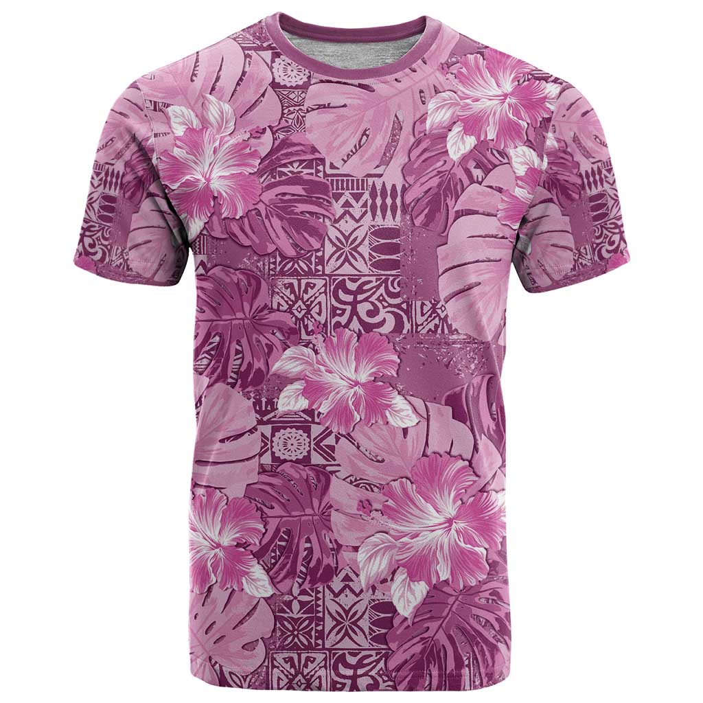 Hawaii T Shirt Magenta Polynesian Monstera Patterns - Polynesian Pride