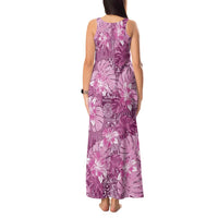 Hawaii Tank Maxi Dress Magenta Polynesian Monstera Patterns - Polynesian Pride