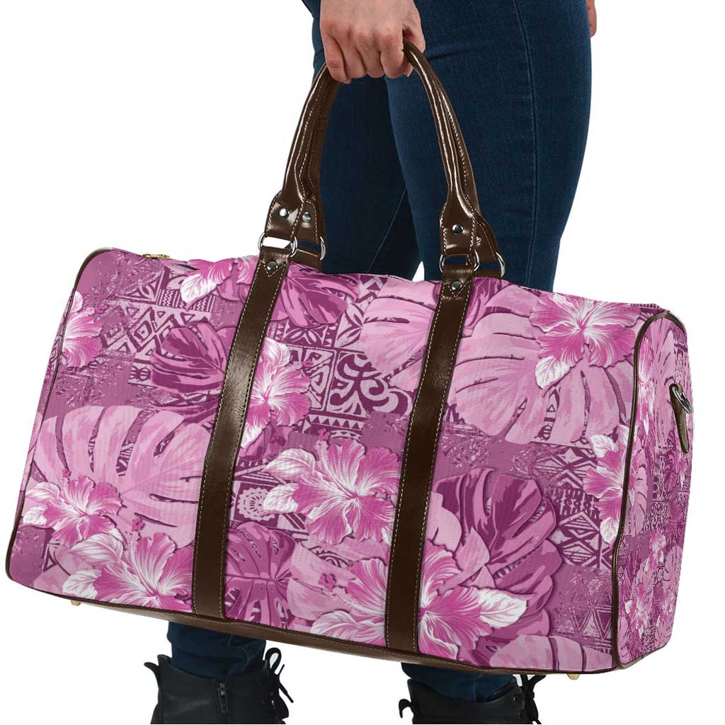 Hawaii Travel Bag Magenta Polynesian Monstera Patterns - Polynesian Pride