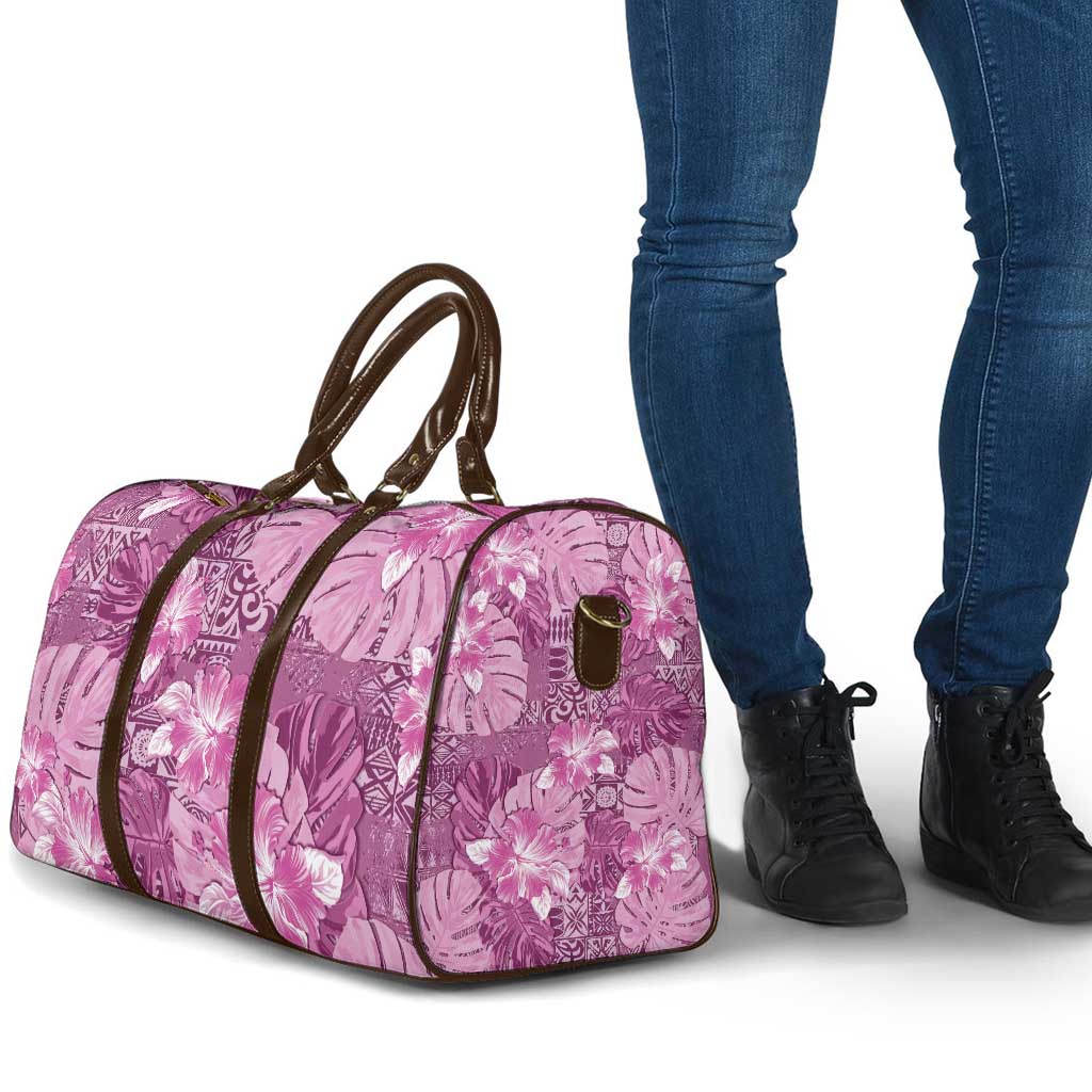 Hawaii Travel Bag Magenta Polynesian Monstera Patterns - Polynesian Pride