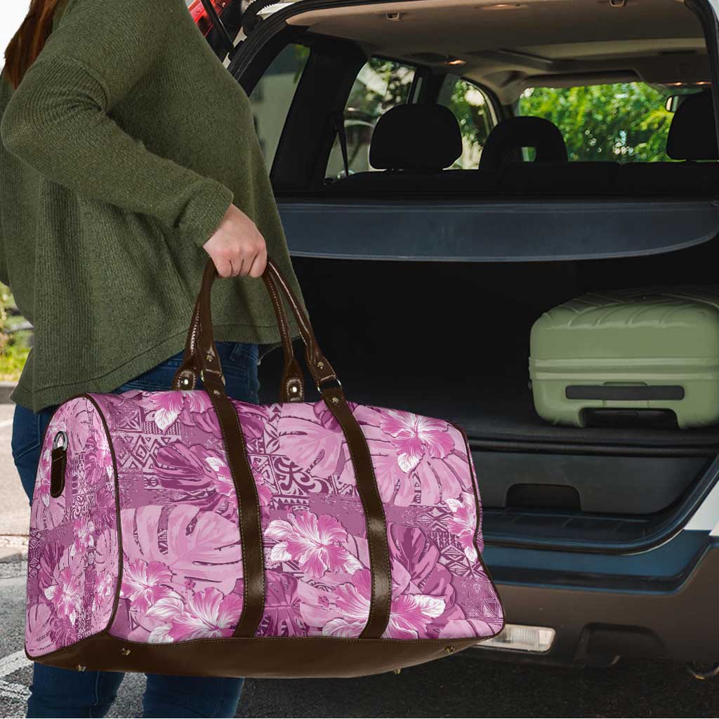 Hawaii Travel Bag Magenta Polynesian Monstera Patterns - Polynesian Pride