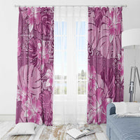 Hawaii Window Curtain Magenta Polynesian Monstera Patterns - Polynesian Pride