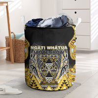 Aotearoa Ngati Whatua Laundry Basket Maori Tribal Gold Paua Shell Pattern DT05 Yellow - Polynesian Pride