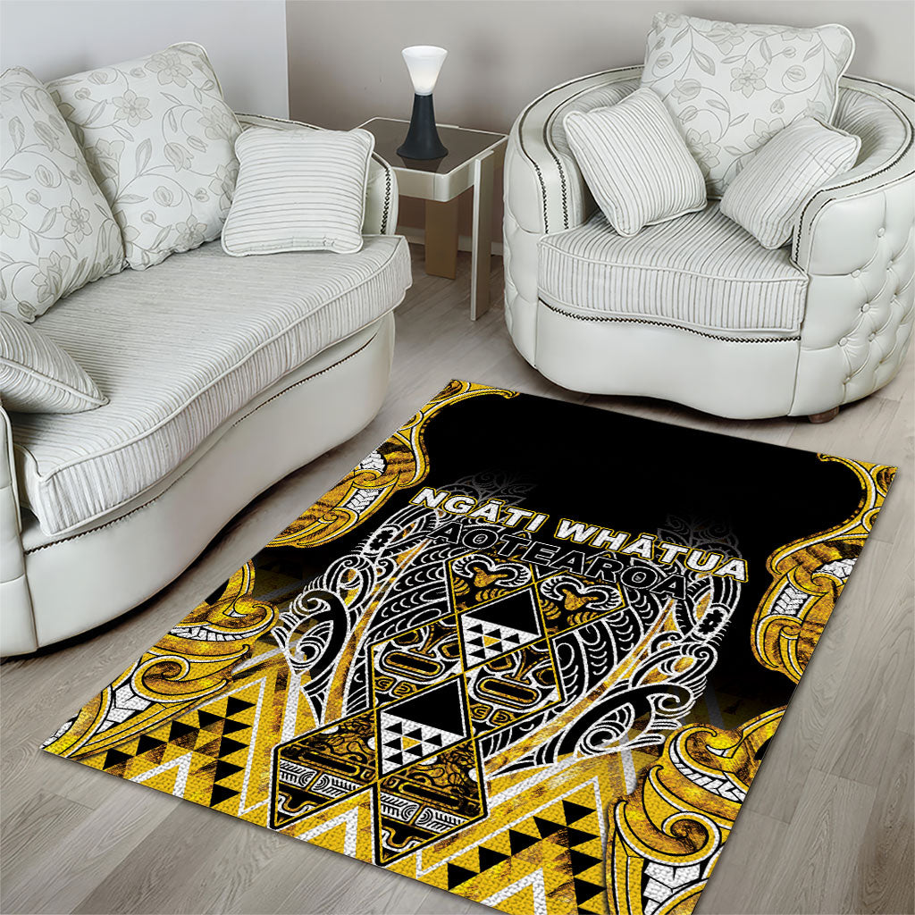 Aotearoa Ngati Whatua Area Rug Maori Tribal Gold Paua Shell Pattern DT05 - Polynesian Pride