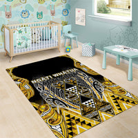 Aotearoa Ngati Whatua Area Rug Maori Tribal Gold Paua Shell Pattern DT05 - Polynesian Pride