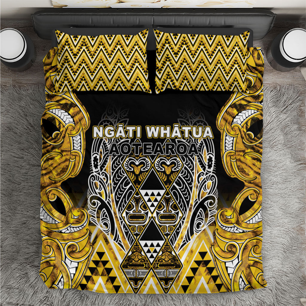 Aotearoa Ngati Whatua Bedding Set Maori Tribal Gold Paua Shell Pattern DT05 Yellow - Polynesian Pride