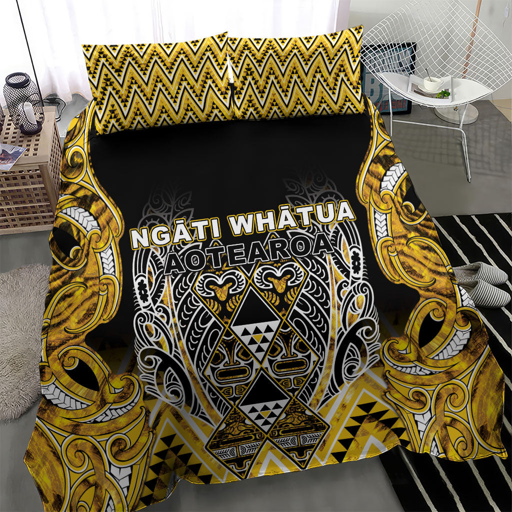 Aotearoa Ngati Whatua Bedding Set Maori Tribal Gold Paua Shell Pattern DT05 - Polynesian Pride