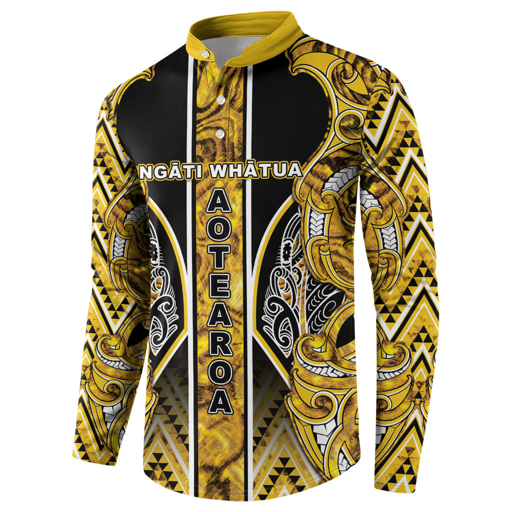 Aotearoa Ngati Whatua Button Sweatshirt Maori Tribal Gold Paua Shell Pattern DT05 - Polynesian Pride