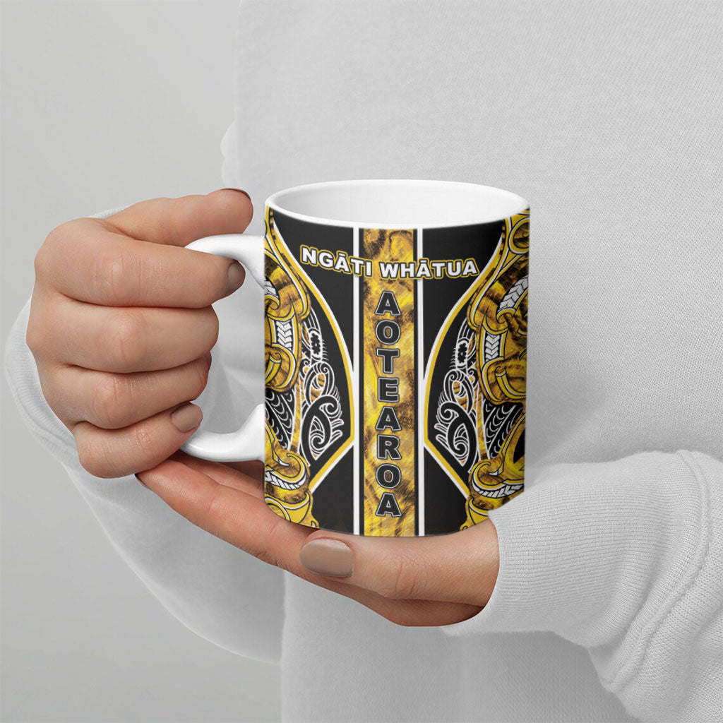 Aotearoa Ngati Whatua Ceramic Mug Maori Tribal Gold Paua Shell Pattern DT05 - Polynesian Pride