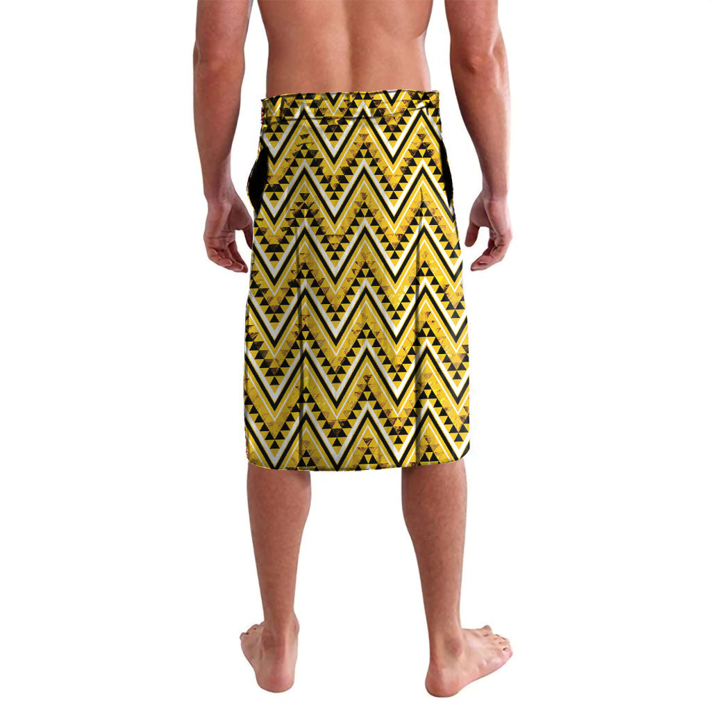 Aotearoa Ngati Whatua Lavalava Maori Tribal Gold Paua Shell Pattern DT05 - Polynesian Pride