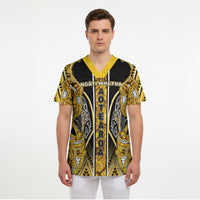 Aotearoa Ngati Whatua Scrub Top Maori Tribal Gold Paua Shell Pattern DT05 - Polynesian Pride