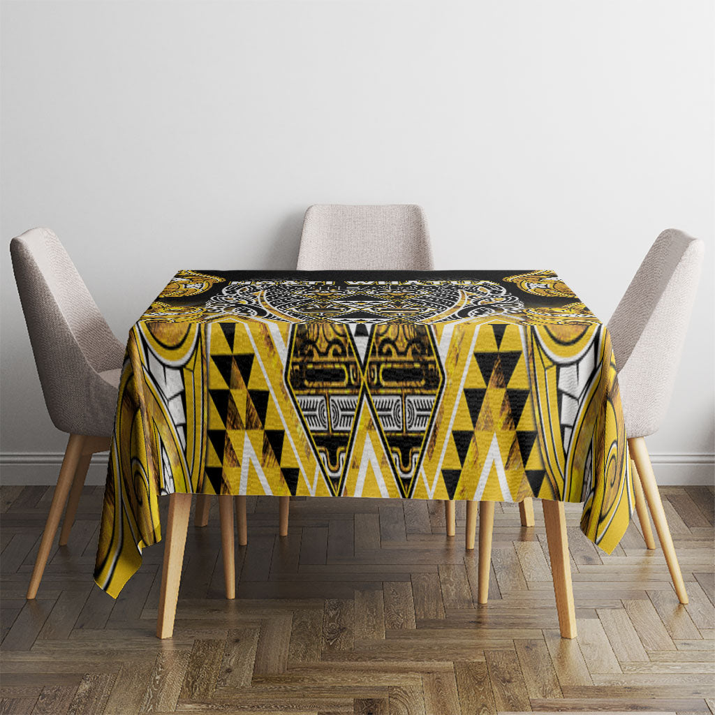 Aotearoa Ngati Whatua Tablecloth Maori Tribal Gold Paua Shell Pattern DT05 - Polynesian Pride