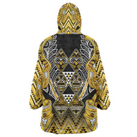 Aotearoa Ngati Whatua Wearable Blanket Hoodie Maori Tribal Gold Paua Shell Pattern DT05 - Polynesian Pride