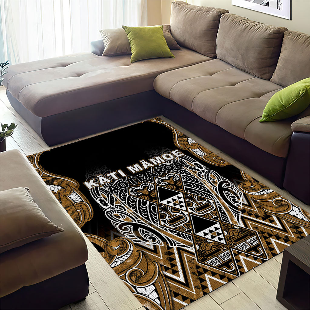 Aotearoa Kati Mamoe Area Rug Maori Brown Tribal Paua Shell Pattern DT05 - Polynesian Pride