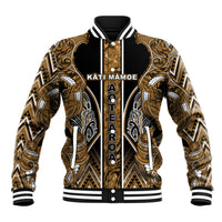 Aotearoa Kati Mamoe Baseball Jacket Maori Brown Tribal Paua Shell Pattern DT05 Unisex Brown - Polynesian Pride