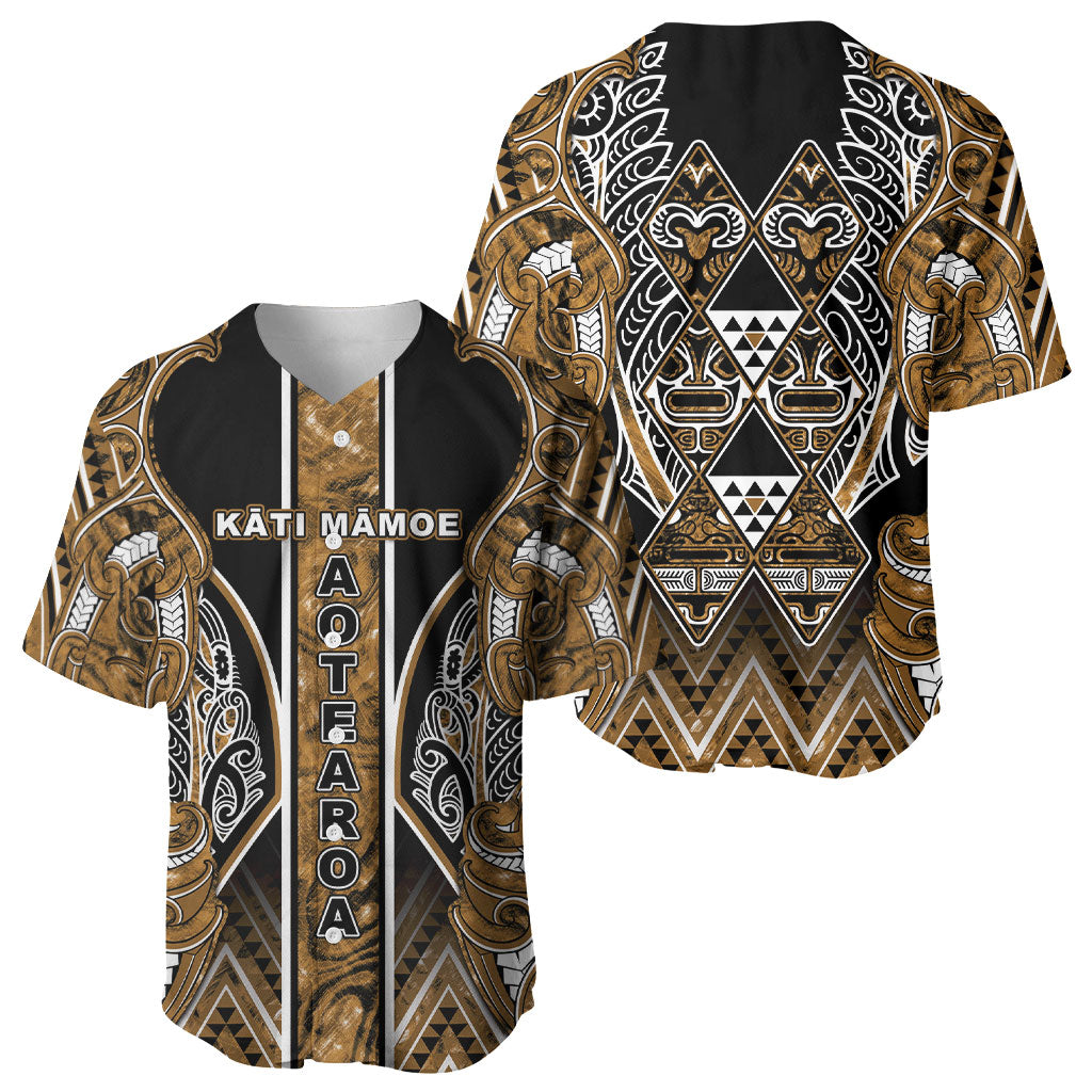 Aotearoa Kati Mamoe Baseball Jersey Maori Brown Tribal Paua Shell Pattern DT05 - Polynesian Pride