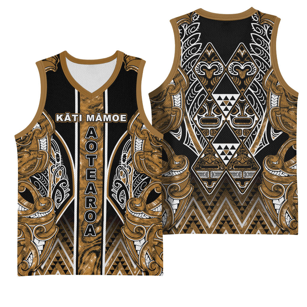 Aotearoa Kati Mamoe Basketball Jersey Maori Brown Tribal Paua Shell Pattern DT05 - Polynesian Pride