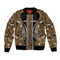 Aotearoa Kati Mamoe Bomber Jacket Maori Brown Tribal Paua Shell Pattern DT05 Unisex Brown - Polynesian Pride