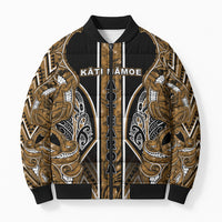 Aotearoa Kati Mamoe Bomber Puffer Jacket Maori Brown Tribal Paua Shell Pattern DT05 Unisex Brown - Polynesian Pride