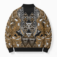 Aotearoa Kati Mamoe Bomber Puffer Jacket Maori Brown Tribal Paua Shell Pattern DT05 - Polynesian Pride