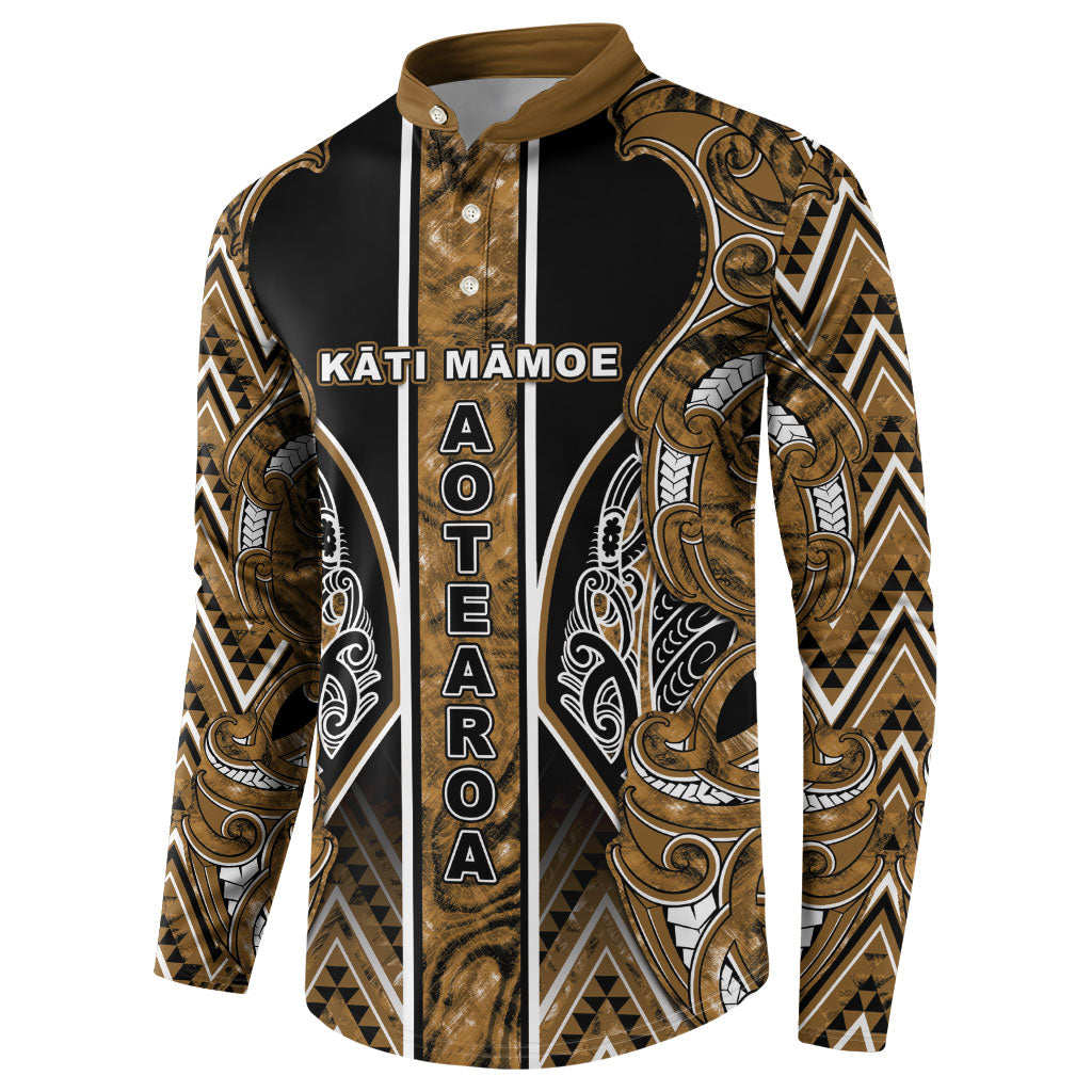 Aotearoa Kati Mamoe Button Sweatshirt Maori Brown Tribal Paua Shell Pattern DT05 - Polynesian Pride