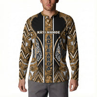 Aotearoa Kati Mamoe Button Sweatshirt Maori Brown Tribal Paua Shell Pattern DT05 - Polynesian Pride