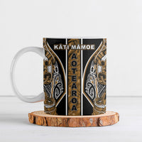 Aotearoa Kati Mamoe Ceramic Mug Maori Brown Tribal Paua Shell Pattern DT05 Brown - Polynesian Pride