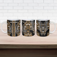 Aotearoa Kati Mamoe Ceramic Mug Maori Brown Tribal Paua Shell Pattern DT05 - Polynesian Pride