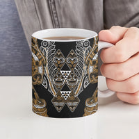 Aotearoa Kati Mamoe Ceramic Mug Maori Brown Tribal Paua Shell Pattern DT05 - Polynesian Pride