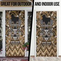 Aotearoa Kati Mamoe Door Cover Maori Brown Tribal Paua Shell Pattern DT05 - Polynesian Pride