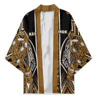 Aotearoa Kati Mamoe Kimono Maori Brown Tribal Paua Shell Pattern DT05 Unisex Brown - Polynesian Pride