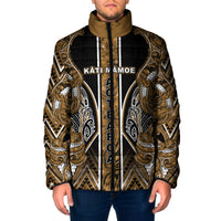 Aotearoa Kati Mamoe Padded Jacket Maori Brown Tribal Paua Shell Pattern DT05 Men Brown - Polynesian Pride