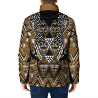 Aotearoa Kati Mamoe Padded Jacket Maori Brown Tribal Paua Shell Pattern DT05 - Polynesian Pride