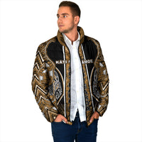 Aotearoa Kati Mamoe Padded Jacket Maori Brown Tribal Paua Shell Pattern DT05 - Polynesian Pride