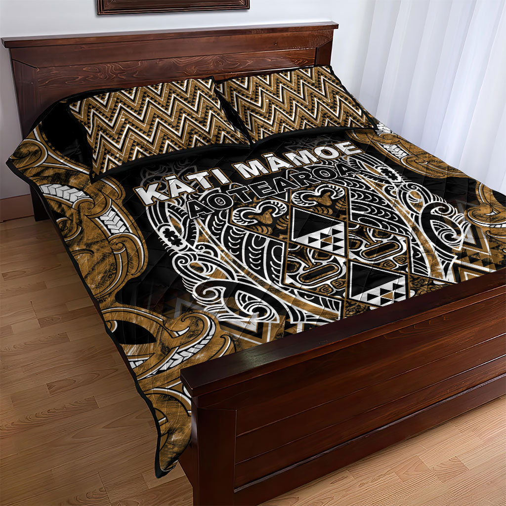 Aotearoa Kati Mamoe Quilt Bed Set Maori Brown Tribal Paua Shell Pattern DT05 - Polynesian Pride