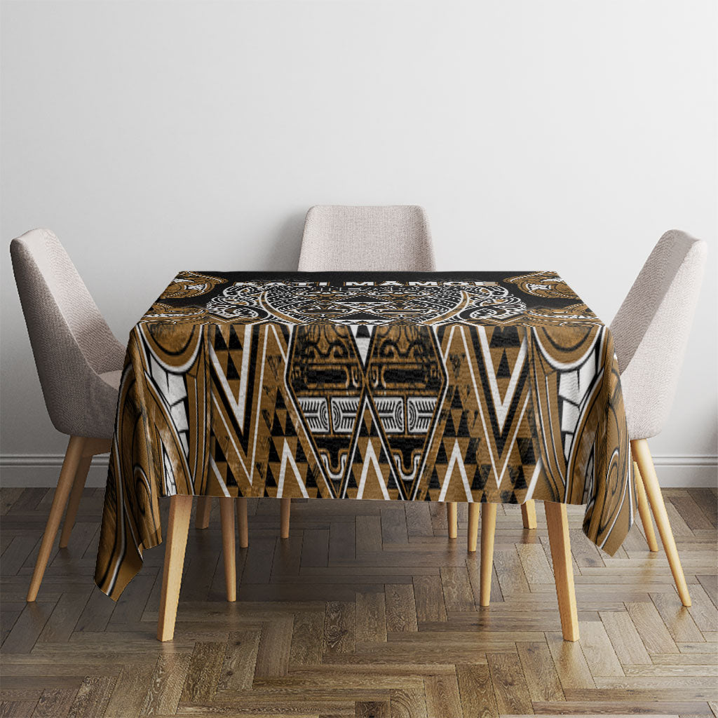 Aotearoa Kati Mamoe Tablecloth Maori Brown Tribal Paua Shell Pattern DT05 - Polynesian Pride