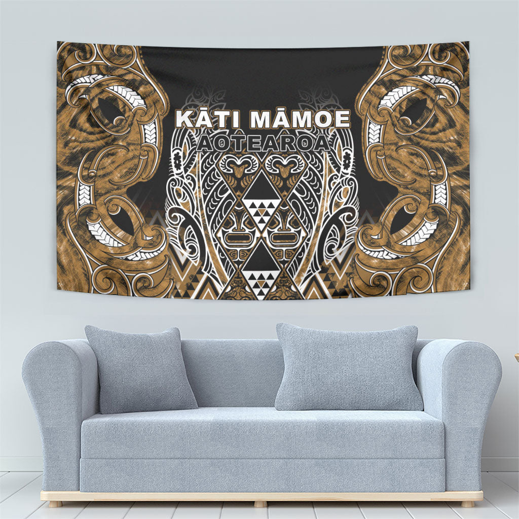 Aotearoa Kati Mamoe Tapestry Maori Brown Tribal Paua Shell Pattern DT05 - Polynesian Pride