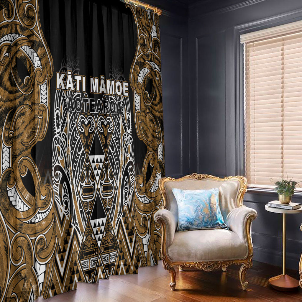 Aotearoa Kati Mamoe Window Curtain Maori Brown Tribal Paua Shell Pattern DT05 - Polynesian Pride