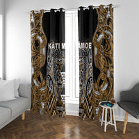Aotearoa Kati Mamoe Window Curtain Maori Brown Tribal Paua Shell Pattern DT05 With Grommets Brown - Polynesian Pride