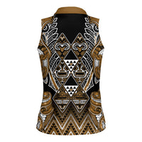 Aotearoa Kati Mamoe Women Sleeveless Polo Shirt Maori Brown Tribal Paua Shell Pattern DT05 - Polynesian Pride