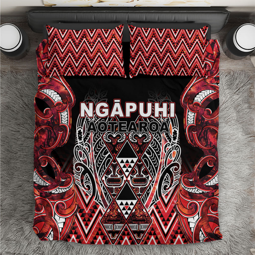 Aotearoa Ngapuhi Bedding Set Maori Red Tribal Paua Shell Pattern DT05 Red - Polynesian Pride