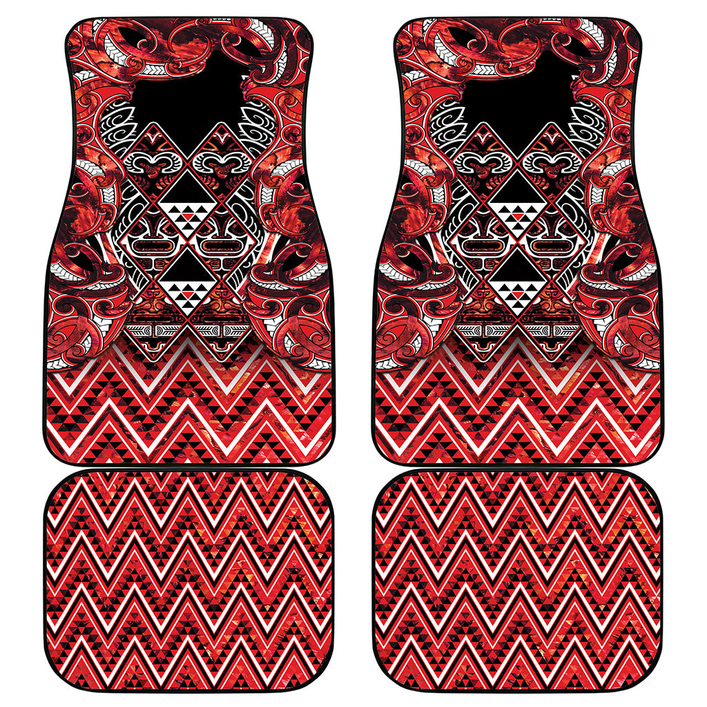 Aotearoa Ngapuhi Car Mats Maori Red Tribal Paua Shell Pattern DT05 - Polynesian Pride