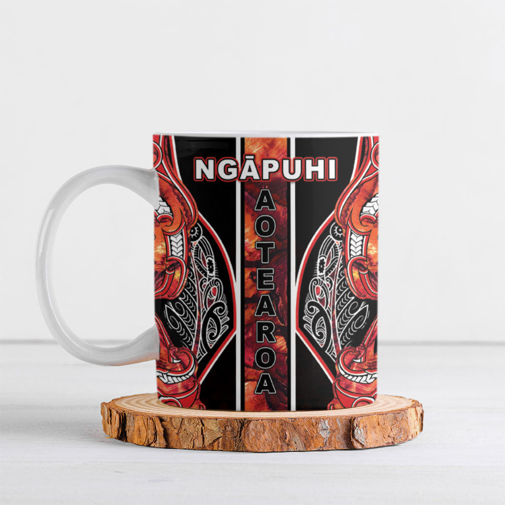 Aotearoa Ngapuhi Ceramic Mug Maori Red Tribal Paua Shell Pattern DT05 Red - Polynesian Pride