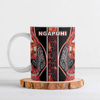 Aotearoa Ngapuhi Ceramic Mug Maori Red Tribal Paua Shell Pattern DT05 Red - Polynesian Pride