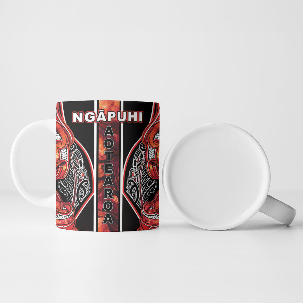 Aotearoa Ngapuhi Ceramic Mug Maori Red Tribal Paua Shell Pattern DT05 - Polynesian Pride