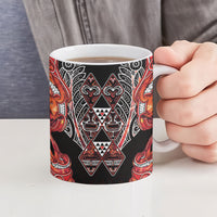 Aotearoa Ngapuhi Ceramic Mug Maori Red Tribal Paua Shell Pattern DT05 - Polynesian Pride