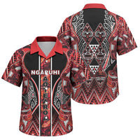 Aotearoa Ngapuhi Family Matching Off Shoulder Maxi Dress and Hawaiian Shirt Maori Red Tribal Paua Shell Pattern DT05 Son's Shirt Red - Polynesian Pride