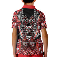 Aotearoa Ngapuhi Kid Polo Shirt Maori Red Tribal Paua Shell Pattern DT05 - Polynesian Pride