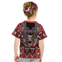 Aotearoa Ngapuhi Kid T Shirt Maori Red Tribal Paua Shell Pattern DT05 - Polynesian Pride